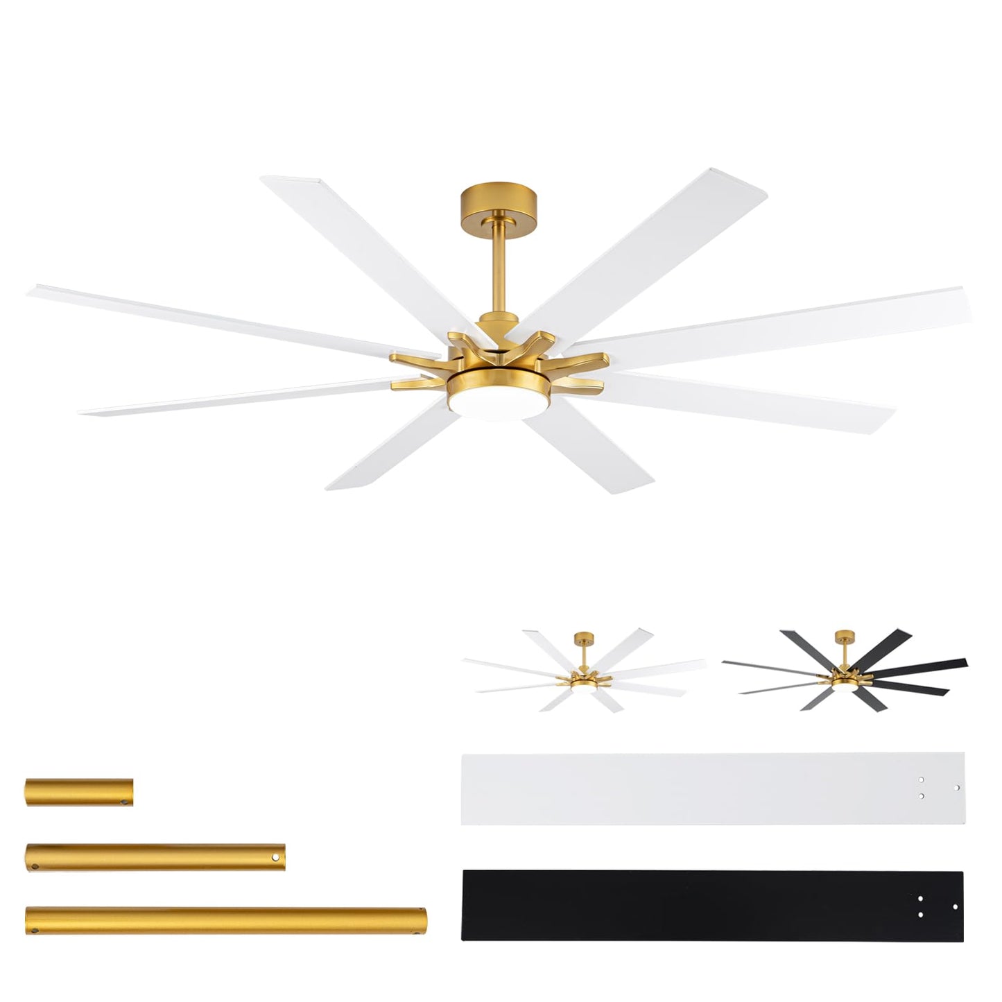 LANMEL Metal Ceiling Fan with Lights and Remote, 42 Inch, Gold & Black | Modern Low Profile Flush Mount, Reversible, 3CCT Dimmable, Quiet, LED, For Bedroom, Living Room, Indoor/Outdoor Patio Use