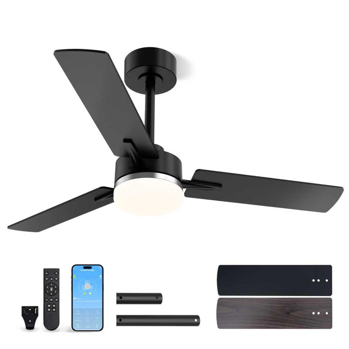 LANMEL Metal Ceiling Fan with Lights and Remote, 42 Inch, Gold & Black | Modern Low Profile Flush Mount, Reversible, 3CCT Dimmable, Quiet, LED, For Bedroom, Living Room, Indoor/Outdoor Patio Use
