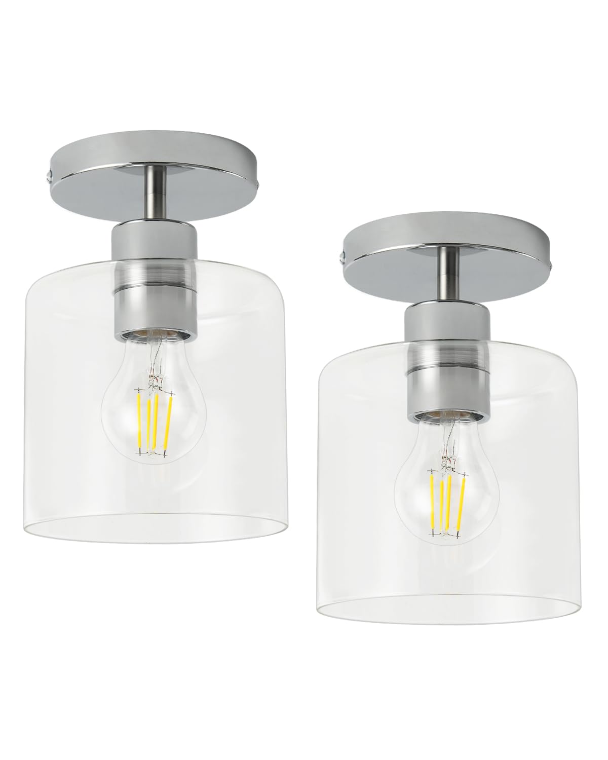2 Pack Black Modern Semi Flush Mount Ceiling Light,Rustic Ceiling Light Fixture for Closet Hallway Entryway,Hallway Ceiing,Matte Black Finish (6 in)