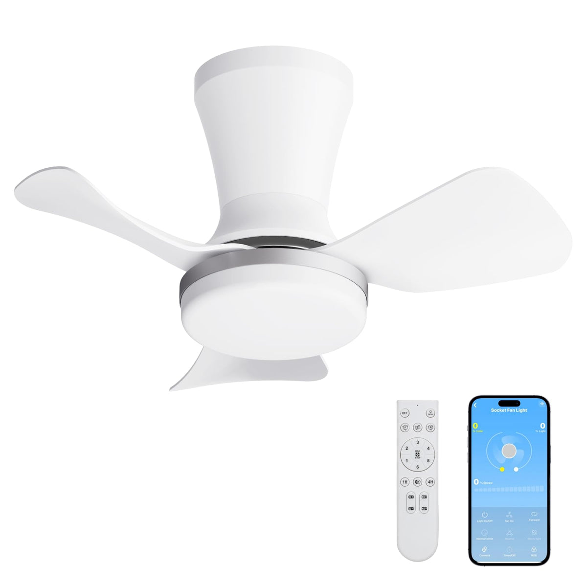 LANMEL Metal Ceiling Fan with Lights and Remote, 42 Inch, Gold & Black | Modern Low Profile Flush Mount, Reversible, 3CCT Dimmable, Quiet, LED, For Bedroom, Living Room, Indoor/Outdoor Patio Use