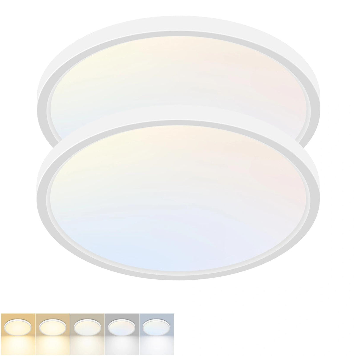 2Pack 12Inch LED Flush Mount Ceiling Light 5 Color Temperatures | 3000K/3500K/4000K/5000K/6500K 24W Black LED Ceiling Light Fixture for Bathroom Closet Kitchen Bedroom Hallway Porch Pantry