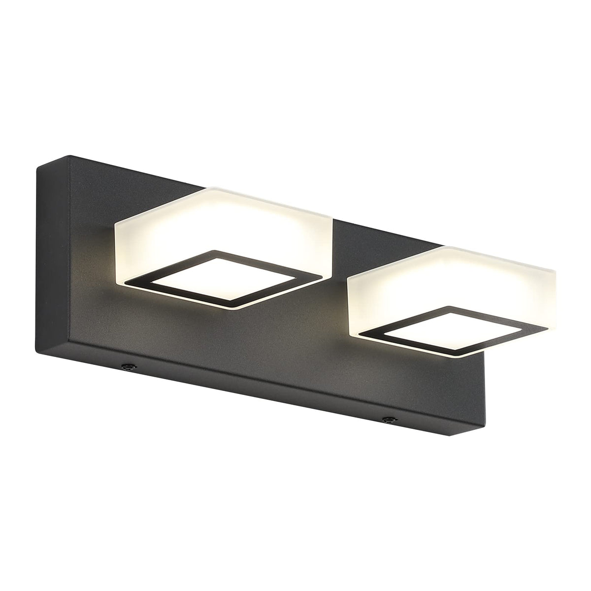 Ralbay LED Black 4 Lights Acrylic Lighting Fixtures Modern Matte Black Bathroom Vanity Lights
