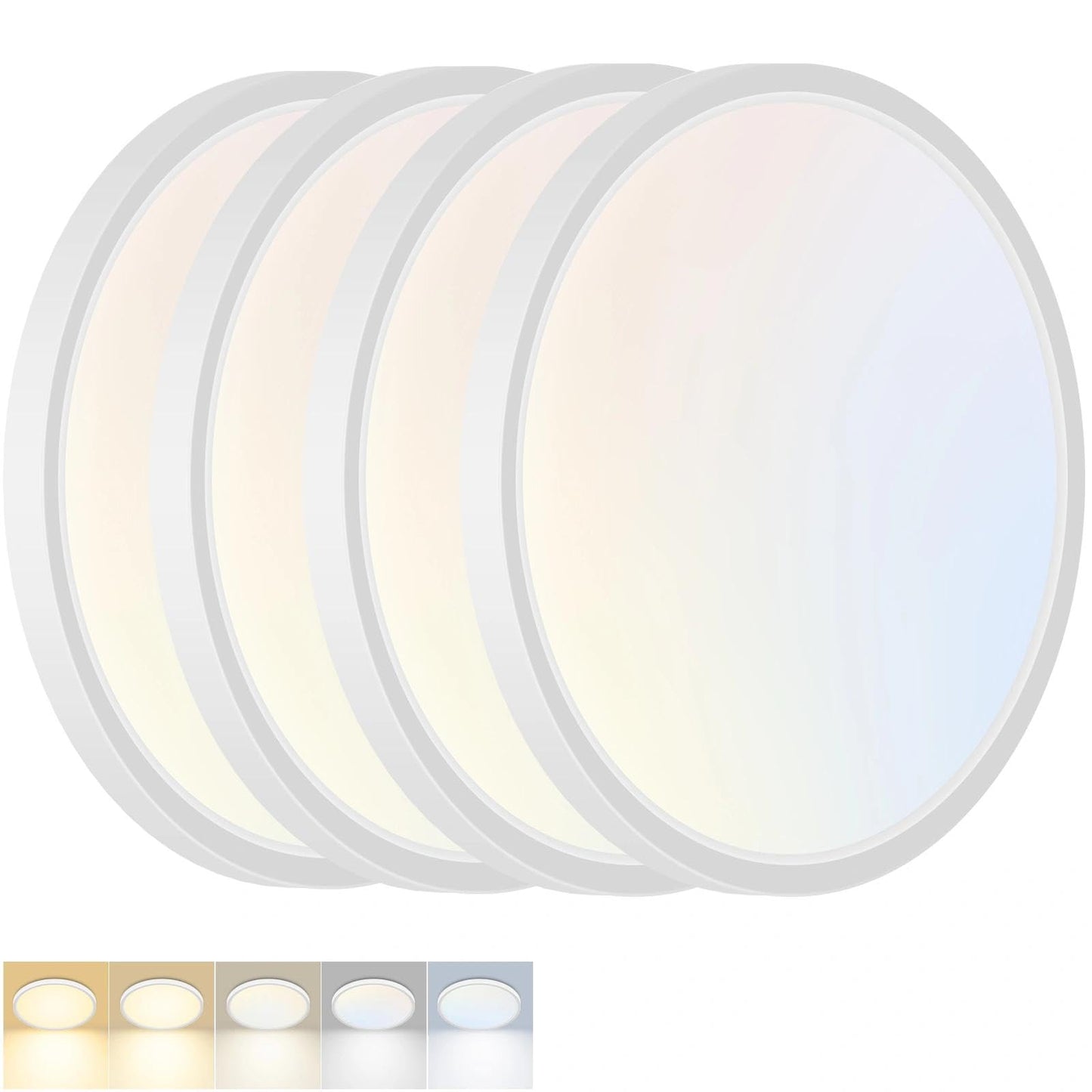 2Pack 12Inch LED Flush Mount Ceiling Light 5 Color Temperatures | 3000K/3500K/4000K/5000K/6500K 24W Black LED Ceiling Light Fixture for Bathroom Closet Kitchen Bedroom Hallway Porch Pantry