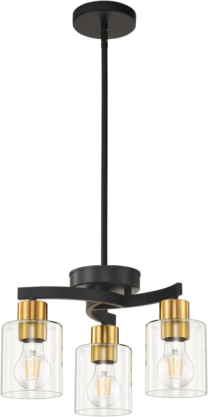 Modern Black Farmhouse Clear Glass Cylinder Pendant Light Fixture,Island Lights for Kitchen,Mini Pendant Lighting for Kitchen Island Decor - 4.75 Inch Shade 58 Inch Cord (Black 2 Pack)