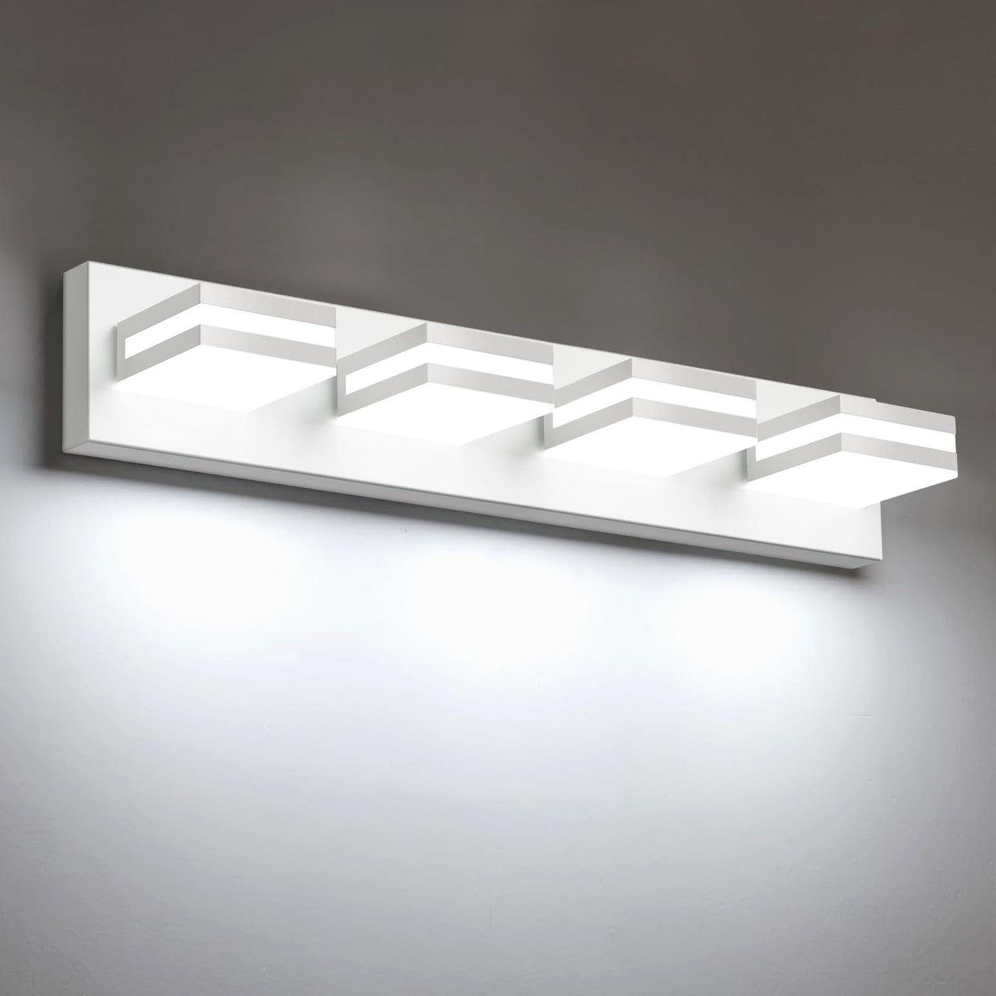 IZORRO LED Modern Bathroom Lights Fixtures(4-Light,Dimmable,360°Rotate),Matte Black Acrylic Wall Lighting,Vanity Lights for Bathroom Over Mirror - 6000k 24In （No Assembly Required）