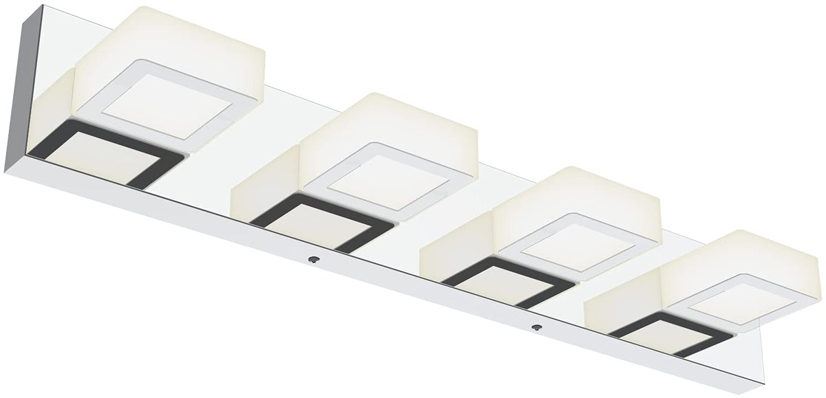 Ralbay LED Black 4 Lights Acrylic Lighting Fixtures Modern Matte Black Bathroom Vanity Lights