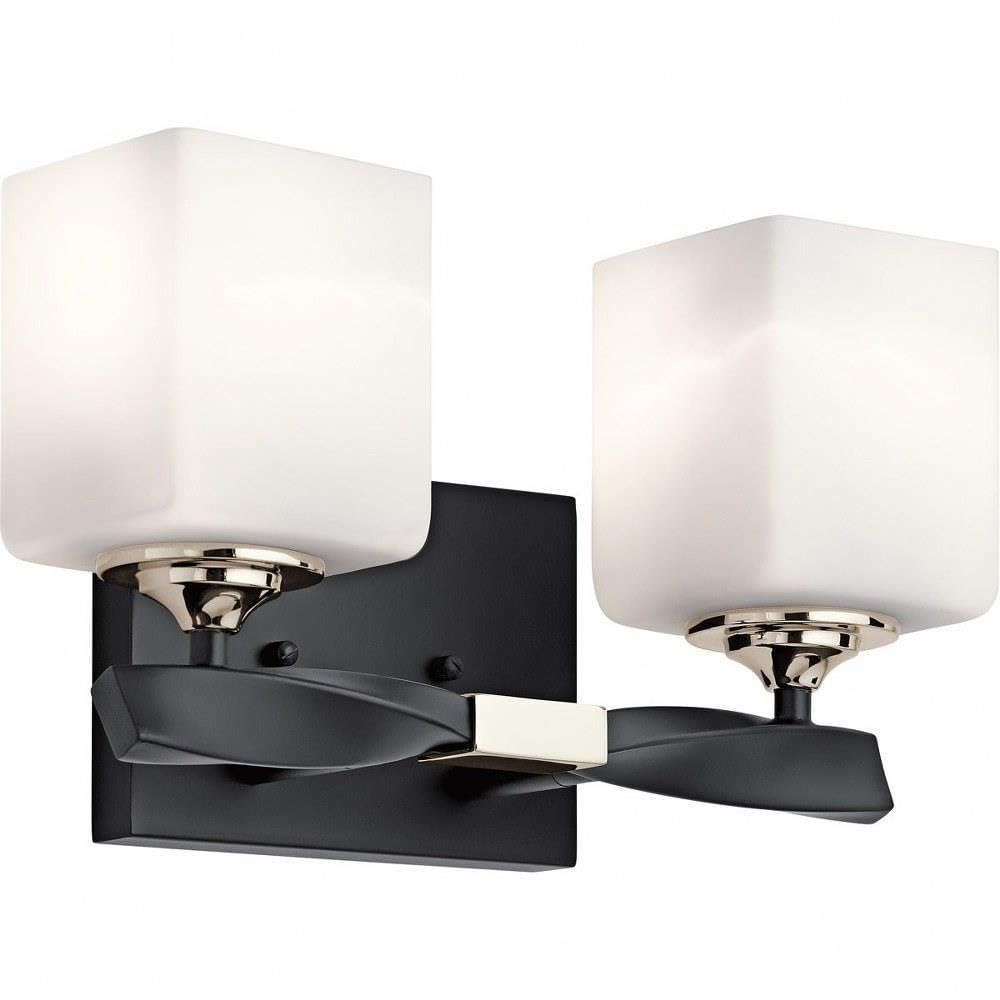 Kichler Marette 3-Light Bathroom Vanity Light, Champagne Bronze | Satin etched cased opal glass vanity light for bathrooms and powder rooms (23" x 8.25" x 6"), 55002CPZ
