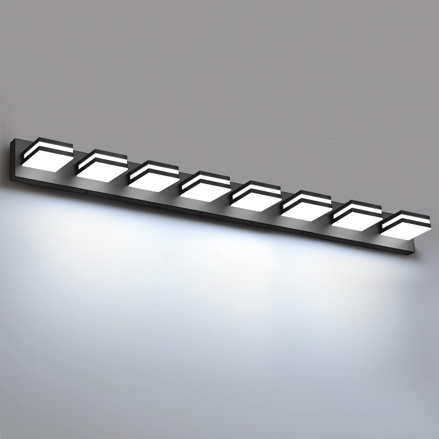 IZORRO LED Modern Bathroom Lights Fixtures(4-Light,Dimmable,360°Rotate),Matte Black Acrylic Wall Lighting,Vanity Lights for Bathroom Over Mirror - 6000k 24In （No Assembly Required）