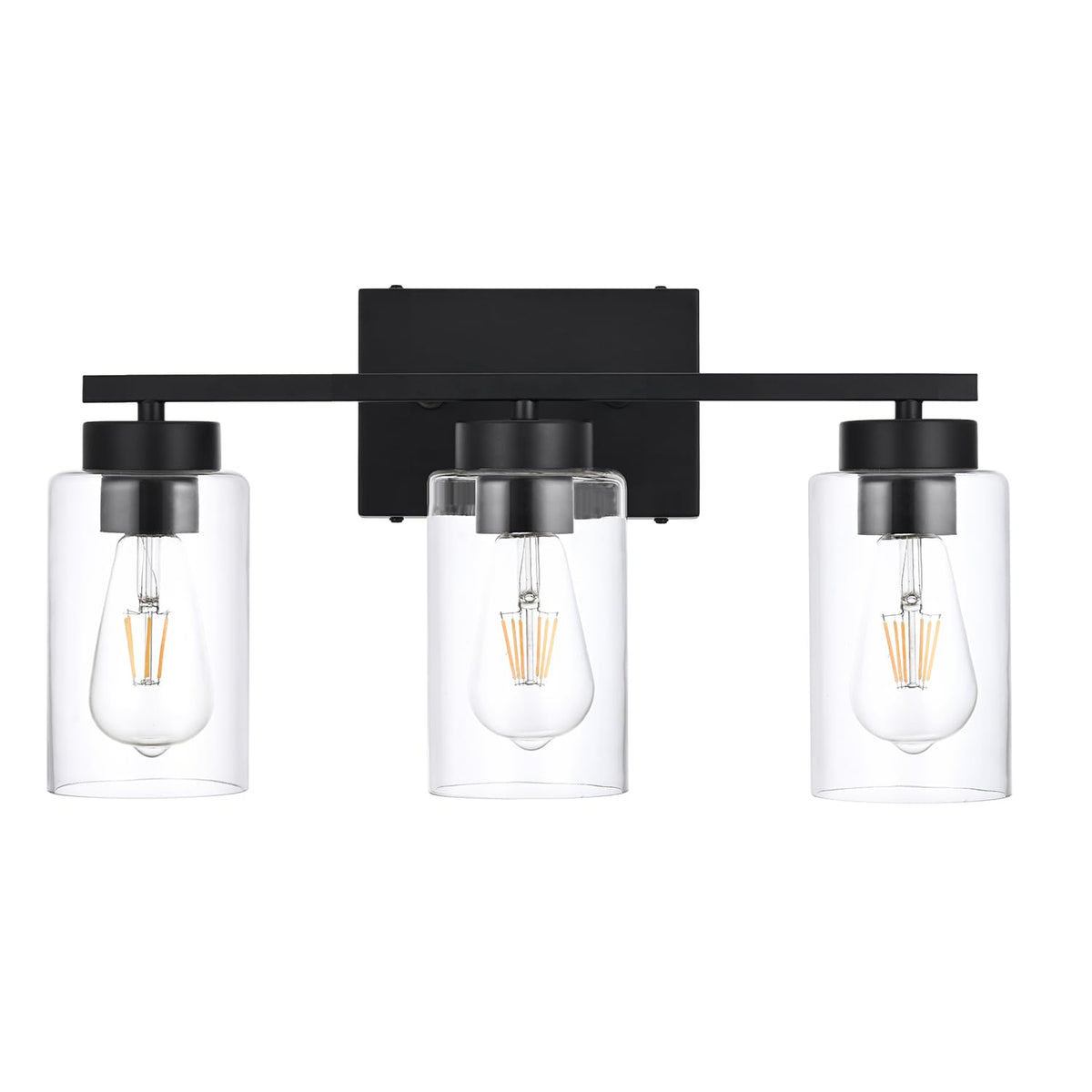 3-Light Bathroom Vanity Light, Modern Brushed Gold Wall Lights with Clear Glass Shades, Bathroom Wall Sconce Lamp for Mirror Living Room Bedroom Hallway