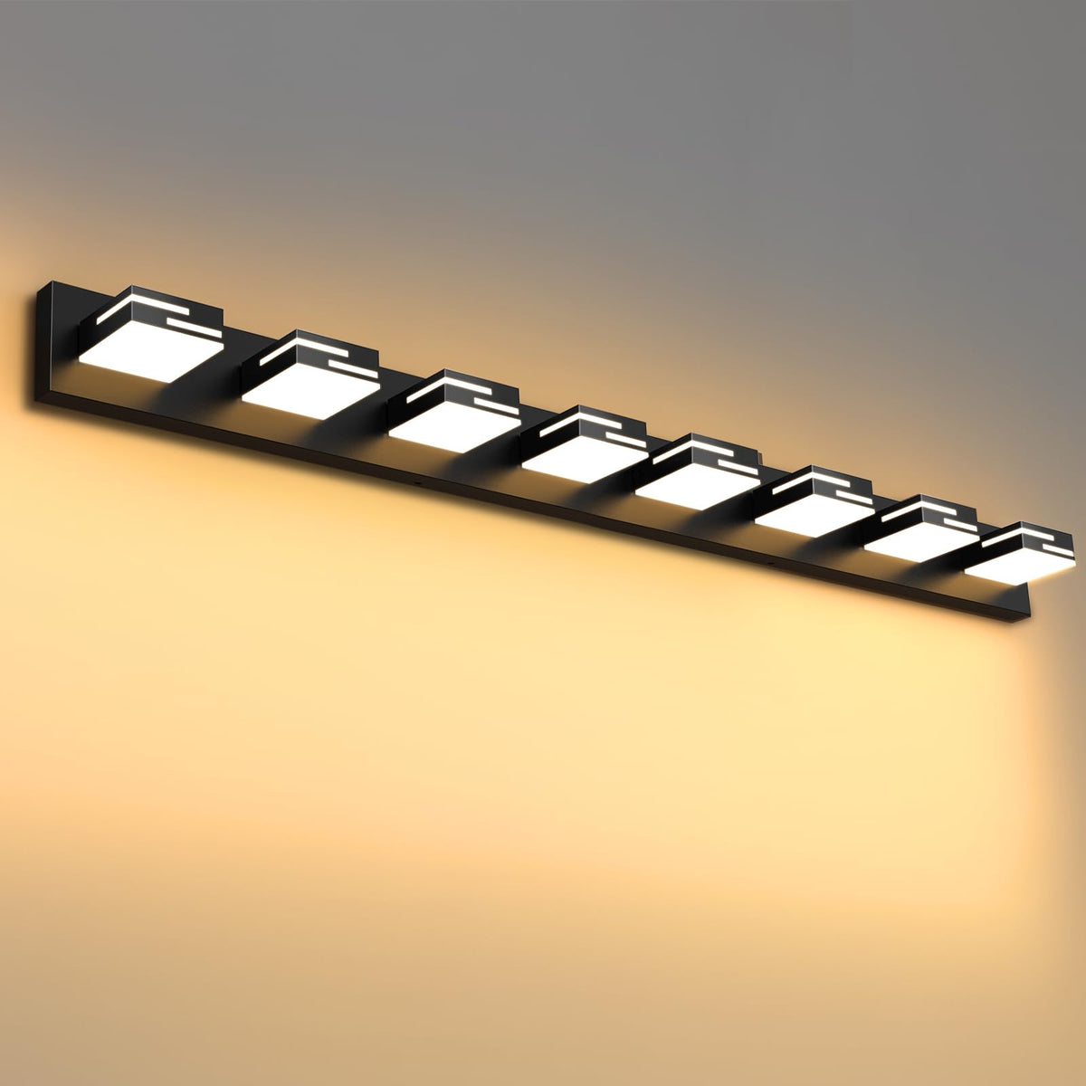 LED Modern Bathroom Vanity Light Fixtures, Dimmable Matte Black Vanity Lights for Bathroom Lighting Fixtures Over Mirror, with 360° Rotatable Acrylic Heads 4-Light 30-inch (Cool White 6000K)