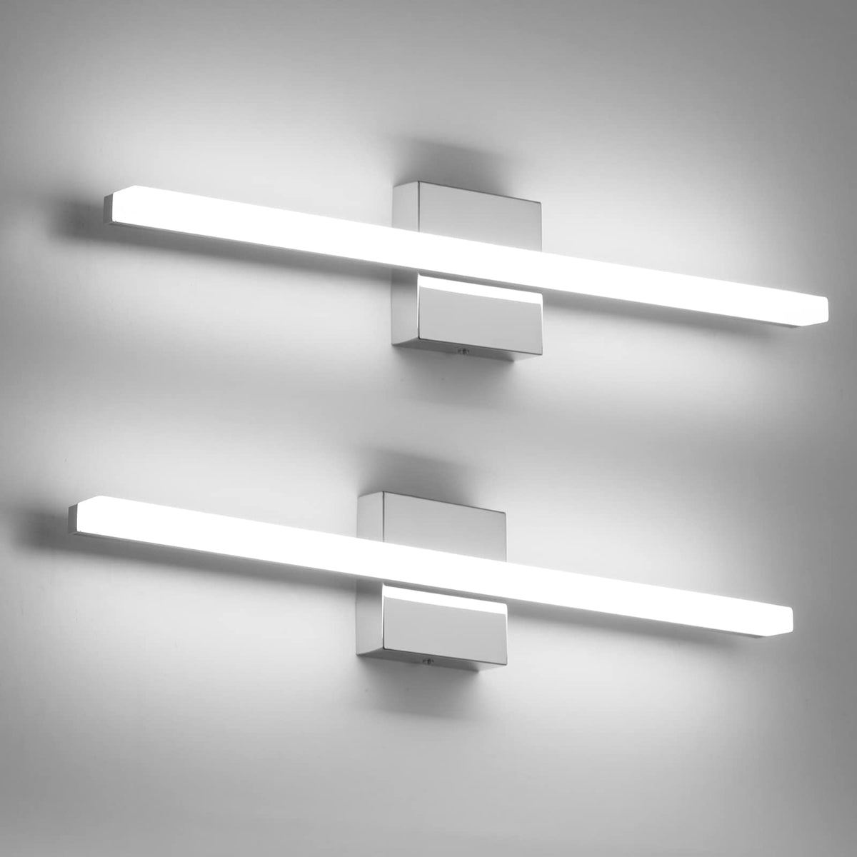 Bathroom Light Fixtures Over Mirror, Modern Bath Wall Lamp Chrome | Small 16 Inch, Gentle Lighting, Linear Lamp Bar for Vanity Restroom, Lámparas para Baño, IP44 Rustproof, 6000K Cool White