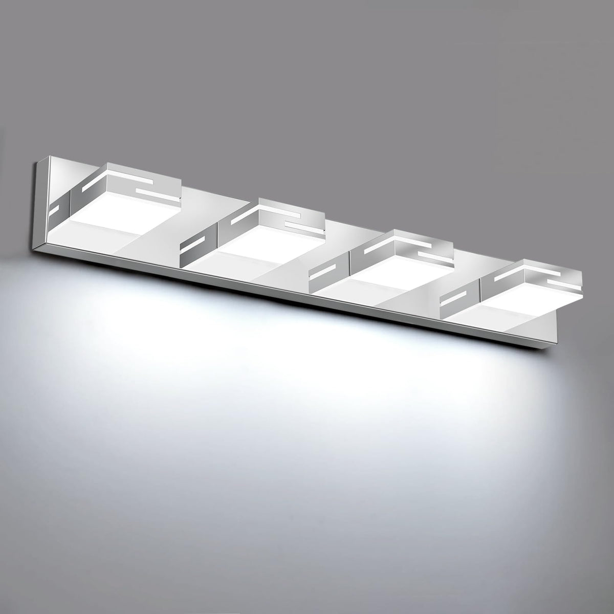 LED Modern Bathroom Vanity Light Fixtures, Dimmable Matte Black Vanity Lights for Bathroom Lighting Fixtures Over Mirror, with 360° Rotatable Acrylic Heads 4-Light 30-inch (Cool White 6000K)