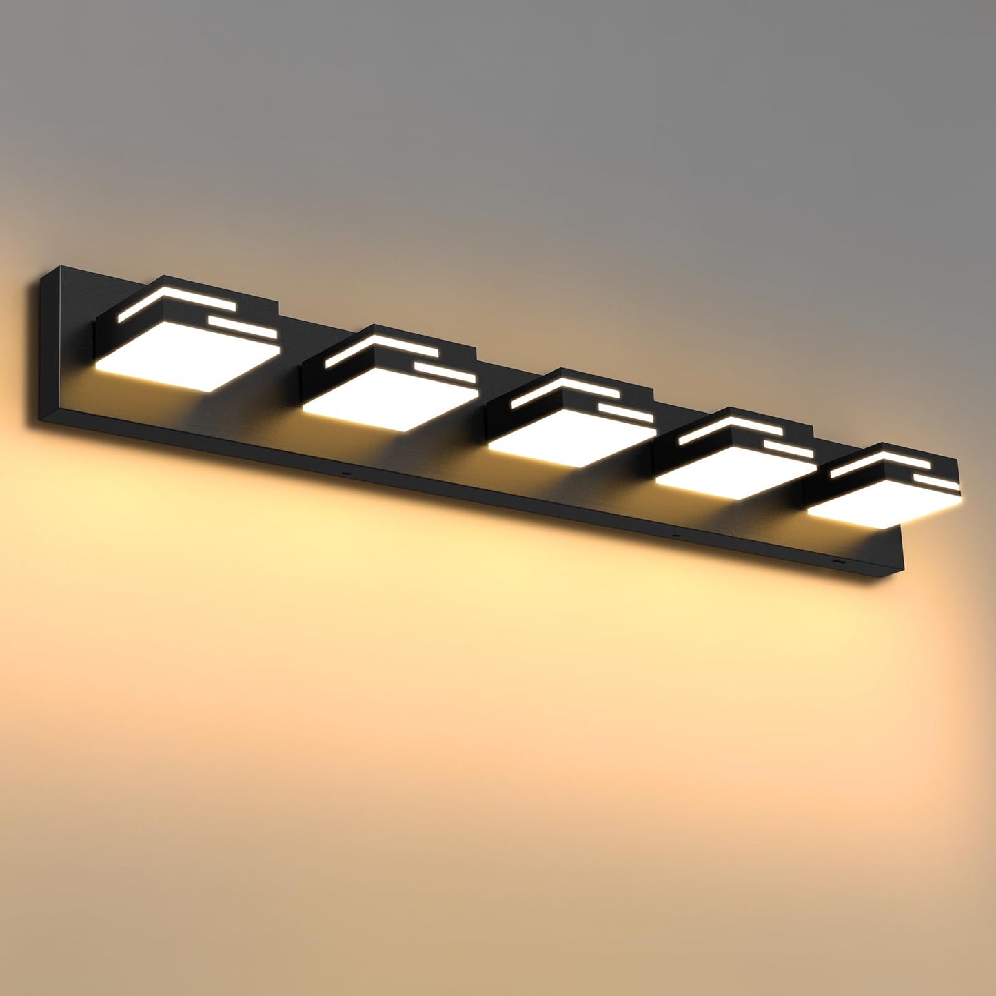 LED Modern Bathroom Vanity Light Fixtures, Dimmable Matte Black Vanity Lights for Bathroom Lighting Fixtures Over Mirror, with 360° Rotatable Acrylic Heads 4-Light 30-inch (Cool White 6000K)