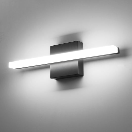 Black Bathroom Light Fixtures Over Mirror Lighting Gentle, 9W 16 Inch Modern LED Small Vanity Lamp Bar IP44 Slim Linear Bath Wall Sconces for Restroom Indoor Cool White 6000K