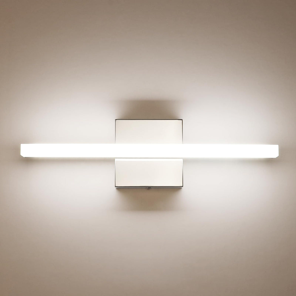 Bathroom Light Fixtures Over Mirror, Modern Bath Wall Lamp Chrome | Small 16 Inch, Gentle Lighting, Linear Lamp Bar for Vanity Restroom, Lámparas para Baño, IP44 Rustproof, 6000K Cool White