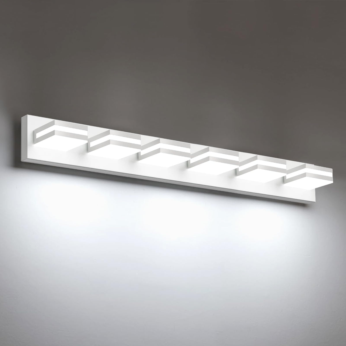 IZORRO LED Modern Bathroom Lights Fixtures(4-Light,Dimmable,360°Rotate),Matte Black Acrylic Wall Lighting,Vanity Lights for Bathroom Over Mirror - 6000k 24In （No Assembly Required）