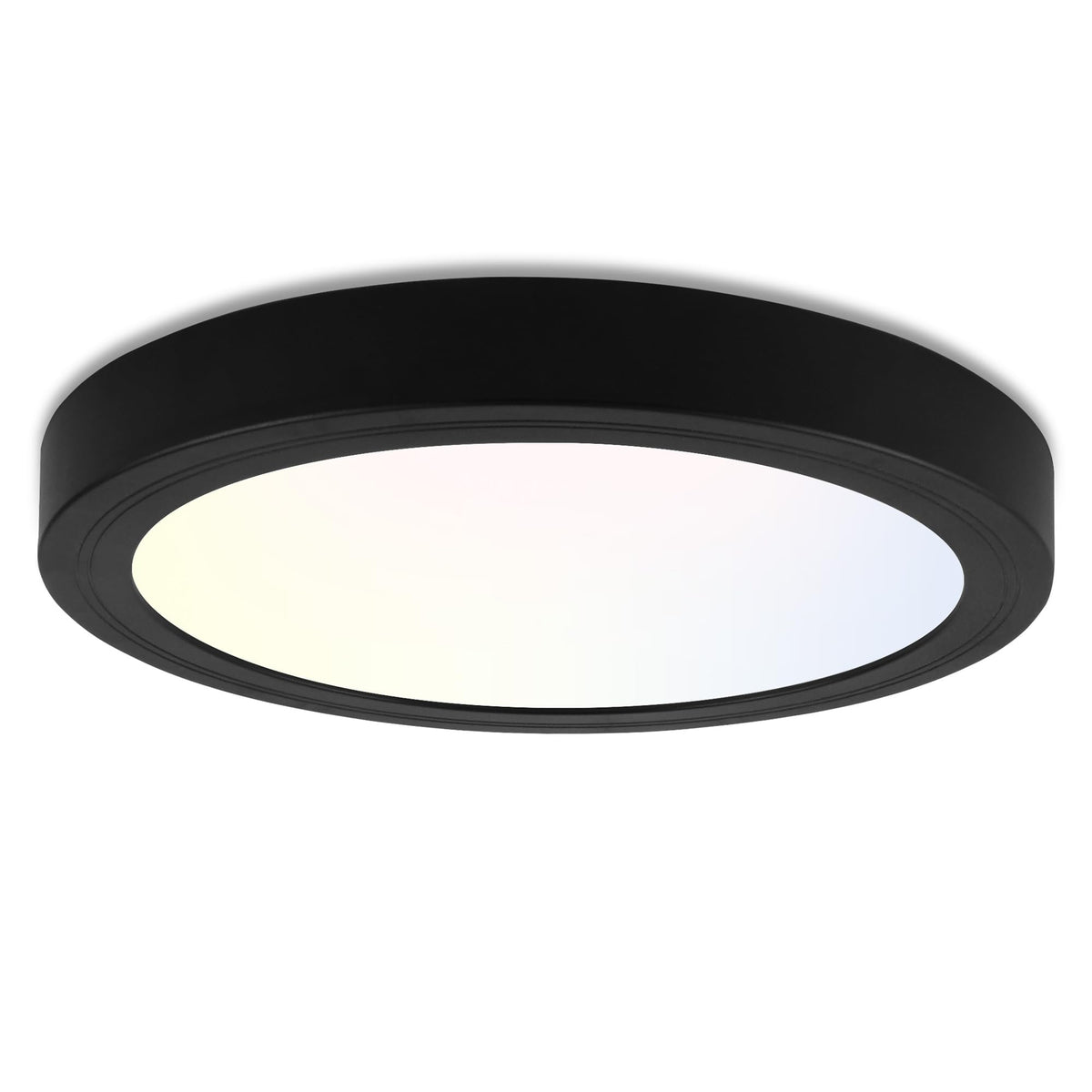hykolity 12 Inch LED Round Flat Panel Light,3CCT,3000K/4000K/5000K | 24W Selectable CCT Edge-Lit Flush Mount Ceiling Light Fixture for Kitchen,Bedroom,Laundry and Closet Room,Black