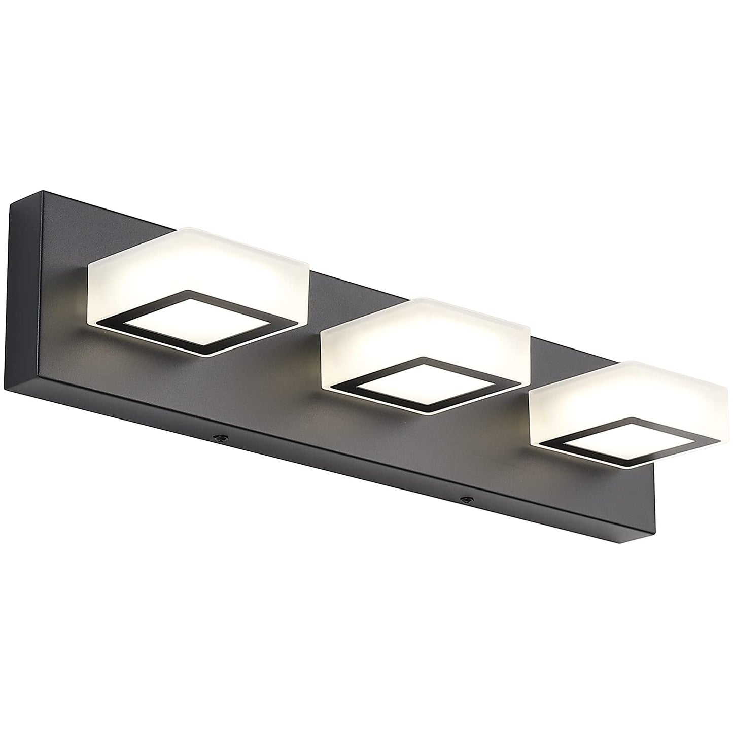 Ralbay LED Black 4 Lights Acrylic Lighting Fixtures Modern Matte Black Bathroom Vanity Lights