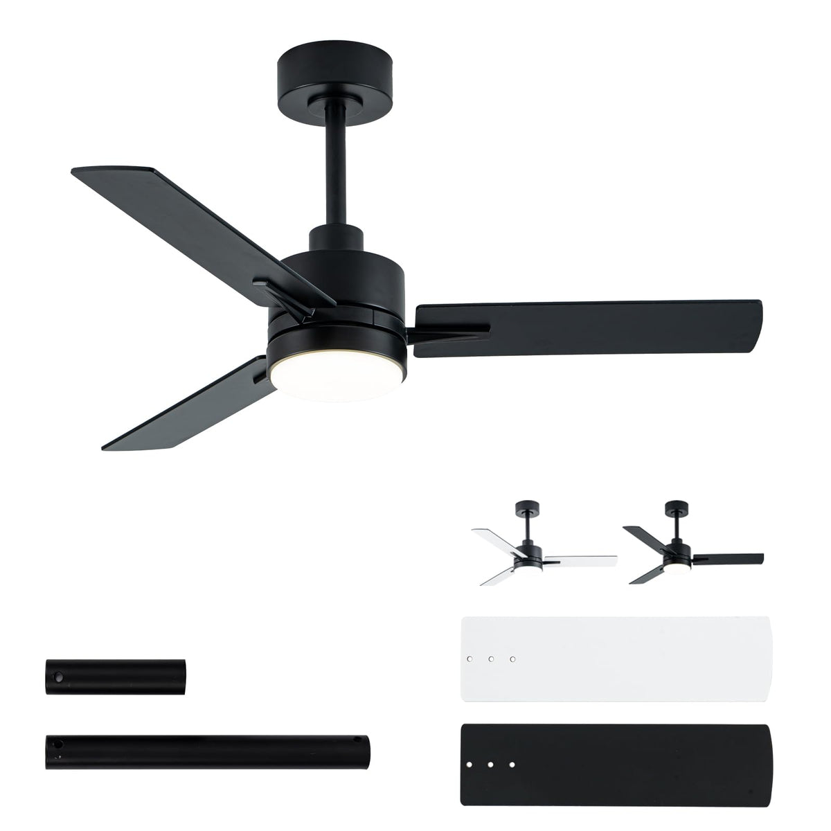 LANMEL Metal Ceiling Fan with Lights and Remote, 42 Inch, Gold & Black | Modern Low Profile Flush Mount, Reversible, 3CCT Dimmable, Quiet, LED, For Bedroom, Living Room, Indoor/Outdoor Patio Use