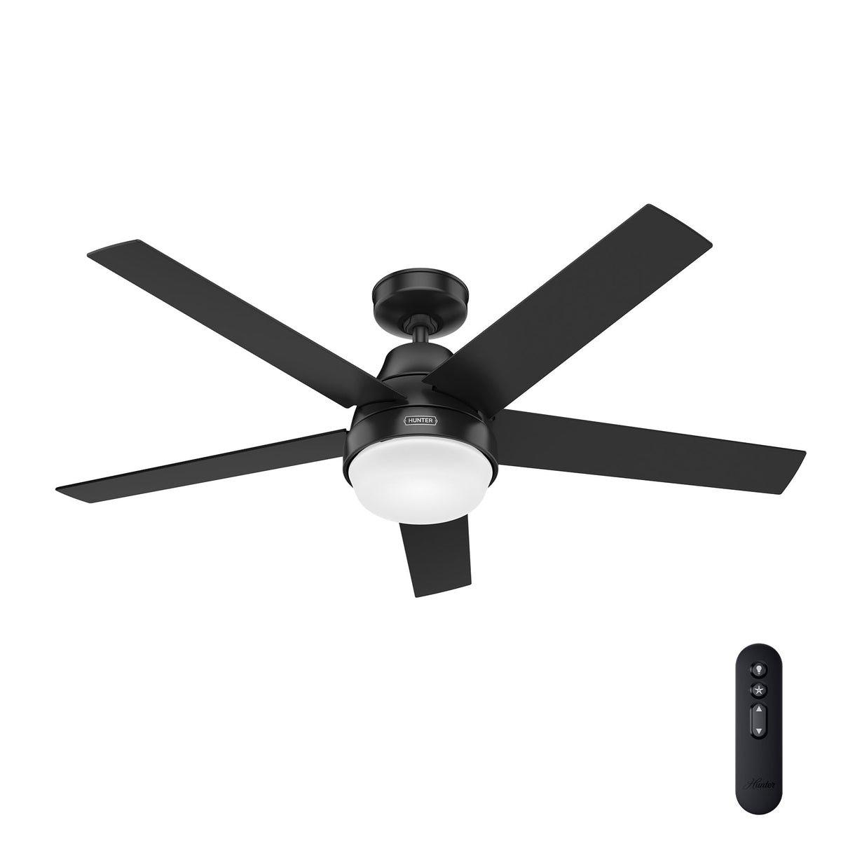 Hunter Aerodyne, Indoor, Ceiling Fan, Smart, Modern, 52 inch, Matte Silver | with LED Light and Remote Control, Standard Mount, 5 Blades, For Bedroom, Living Room, Kitchen, 51315