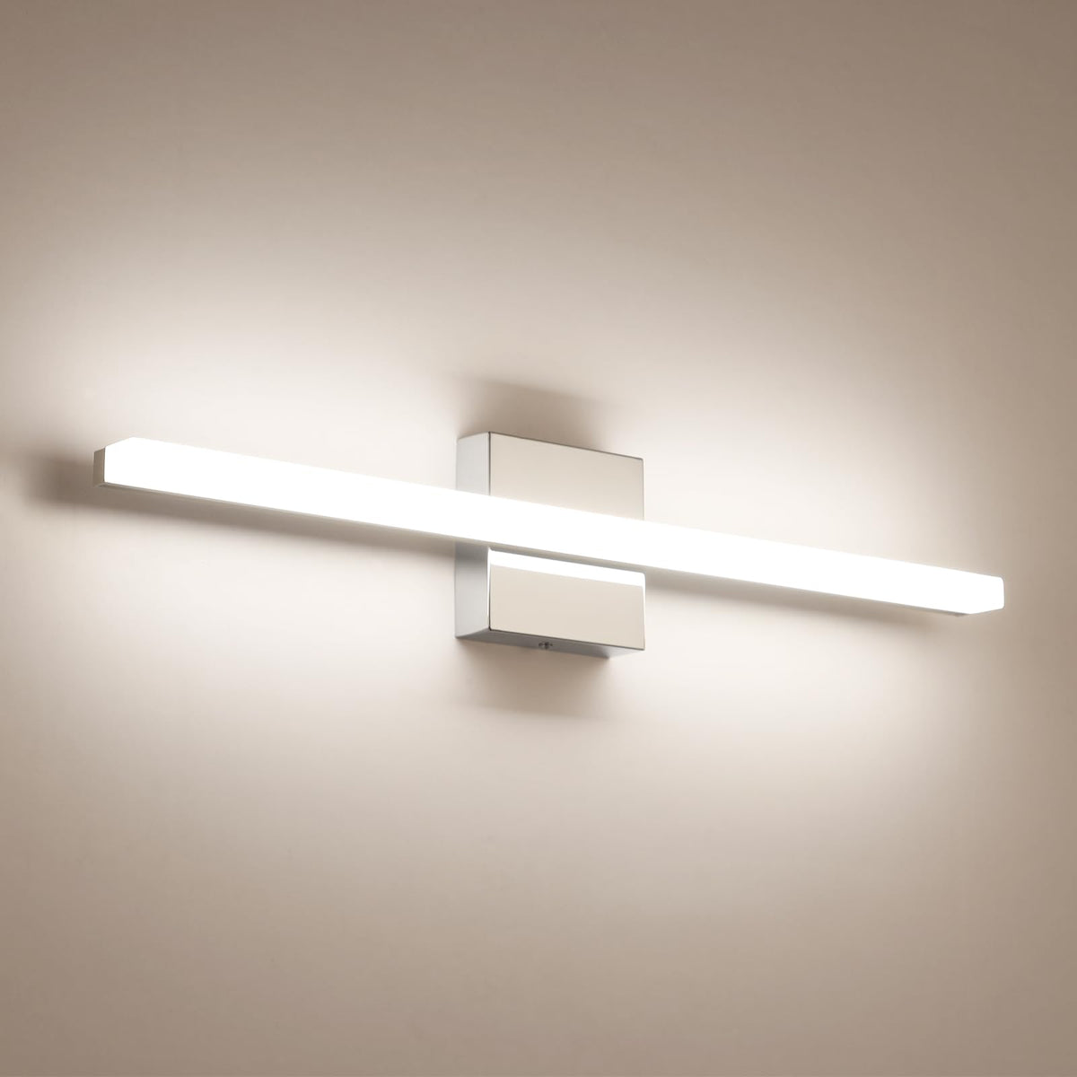 Bathroom Light Fixtures Over Mirror, Modern Bath Wall Lamp Chrome | Small 16 Inch, Gentle Lighting, Linear Lamp Bar for Vanity Restroom, Lámparas para Baño, IP44 Rustproof, 6000K Cool White