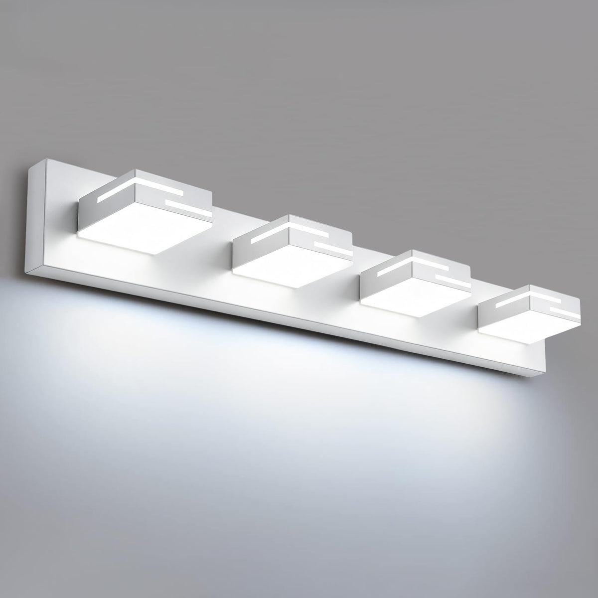LED Modern Bathroom Vanity Light Fixtures, Dimmable Matte Black Vanity Lights for Bathroom Lighting Fixtures Over Mirror, with 360° Rotatable Acrylic Heads 4-Light 30-inch (Cool White 6000K)