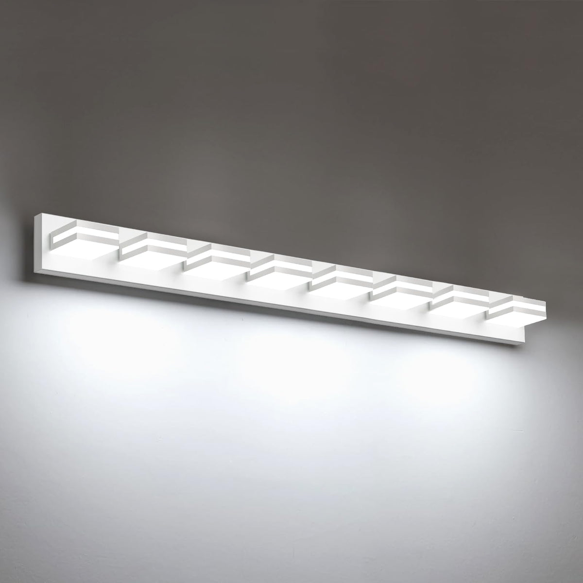 IZORRO LED Modern Bathroom Lights Fixtures(4-Light,Dimmable,360°Rotate),Matte Black Acrylic Wall Lighting,Vanity Lights for Bathroom Over Mirror - 6000k 24In （No Assembly Required）