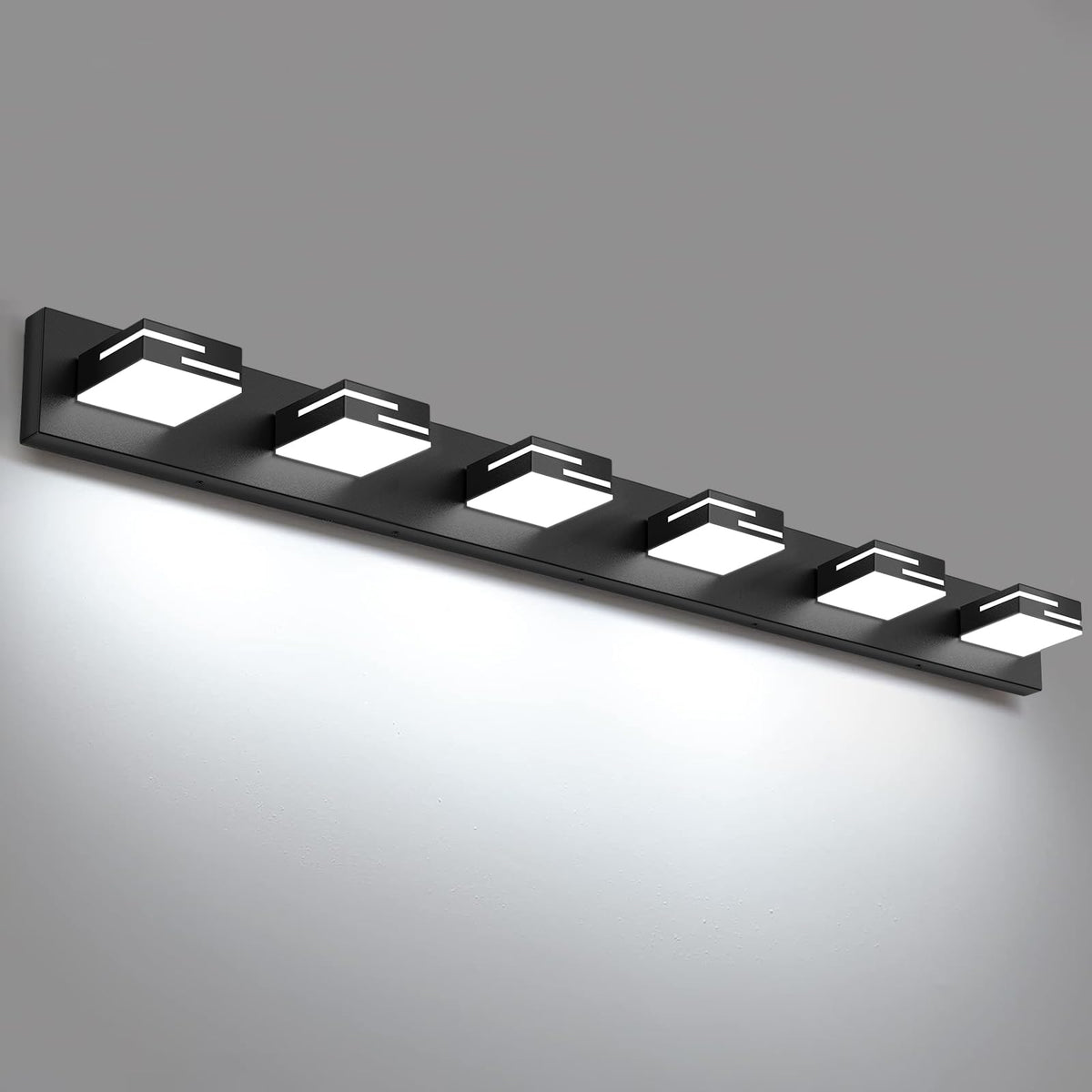 LED Modern Bathroom Vanity Light Fixtures, Dimmable Matte Black Vanity Lights for Bathroom Lighting Fixtures Over Mirror, with 360° Rotatable Acrylic Heads 4-Light 30-inch (Cool White 6000K)