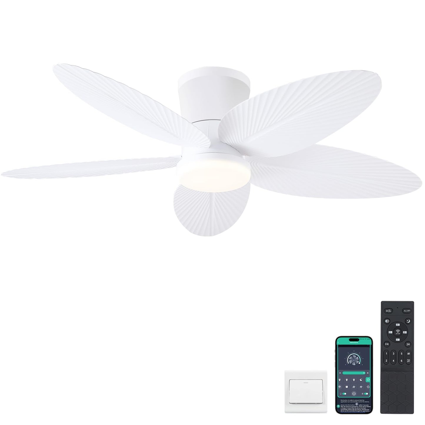 42" Ceiling Fans with Lights-Low Profile Ceiling Fan with Light and Remote Control,Flush Mount,DC Reversible,LED Dimmable Blakc Ceiling Fans for Bedroom,Indoor/Outdoor Patio Use