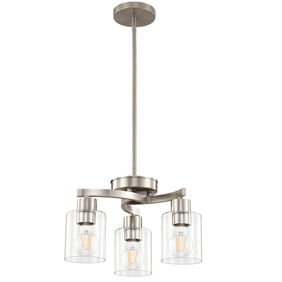Modern Black Farmhouse Clear Glass Cylinder Pendant Light Fixture,Island Lights for Kitchen,Mini Pendant Lighting for Kitchen Island Decor - 4.75 Inch Shade 58 Inch Cord (Black 2 Pack)