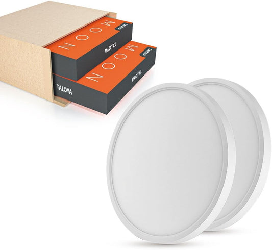 TALOYA 2 Pack 12 Inch LED Flush Mount Ceiling Light Fixture,20W 5CCT | Edge-Lit LED Ceiling Light Fixture for Bedroom,Kitchen,Laundry,Basement,Closet Room,3000K-6500K,100-240V Compatible,White