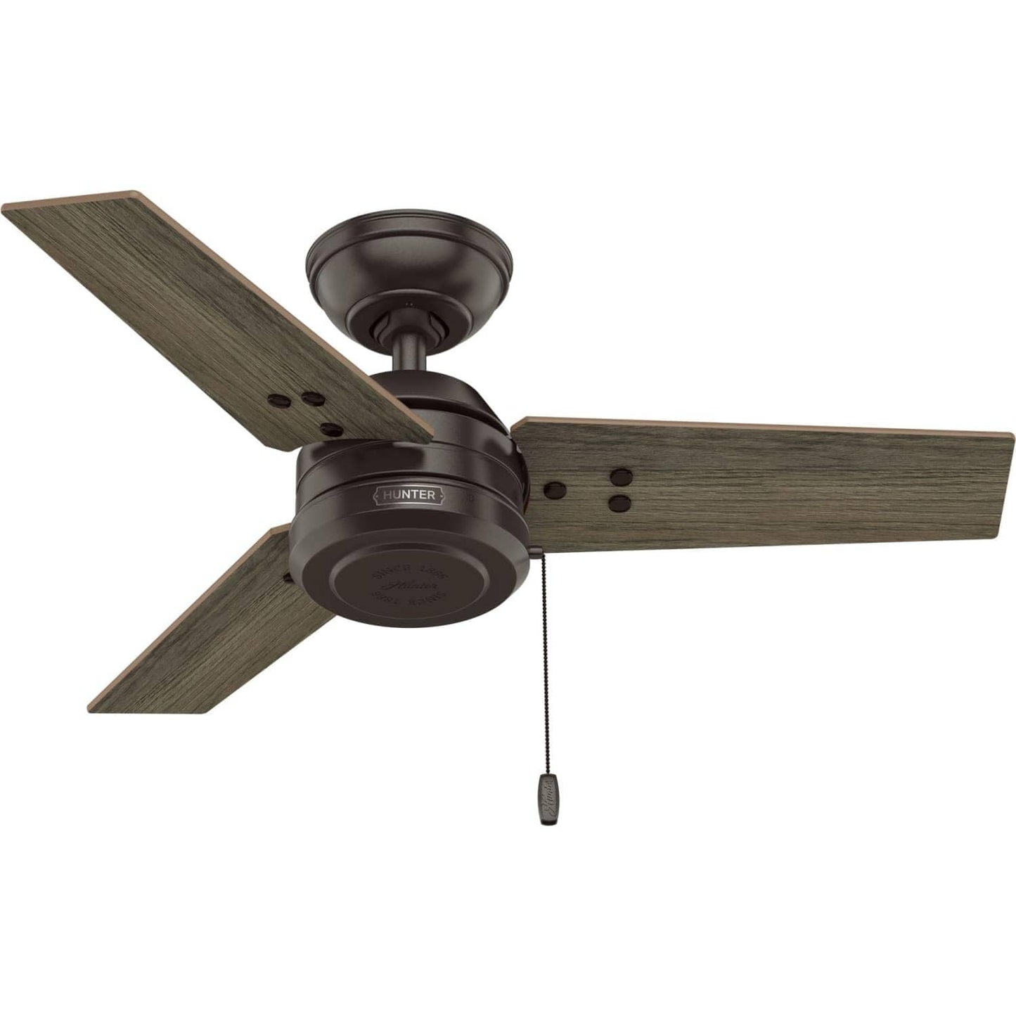 Hunter Cassius, Outdoor or Indoor, Ceiling Fan, 52 inch, Matte Black | No Light, Standard Mount, Pull Chain, 3 Blades, For Living Room, Patio, Porch, Garage, 59264