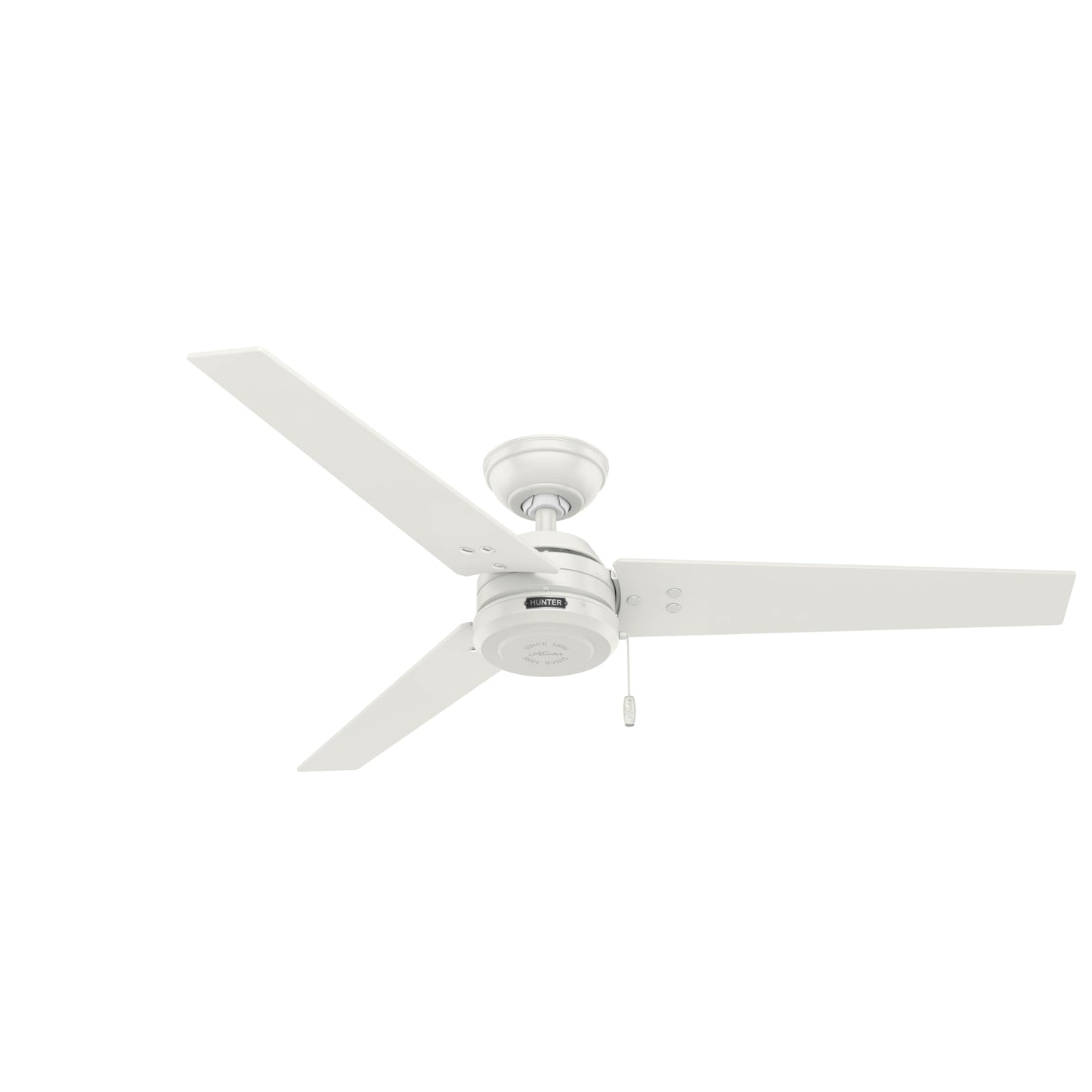 Hunter Cassius, Outdoor or Indoor, Ceiling Fan, 52 inch, Matte Black | No Light, Standard Mount, Pull Chain, 3 Blades, For Living Room, Patio, Porch, Garage, 59264