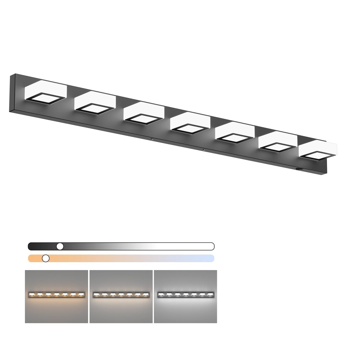 Ralbay LED Black 4 Lights Acrylic Lighting Fixtures Modern Matte Black Bathroom Vanity Lights