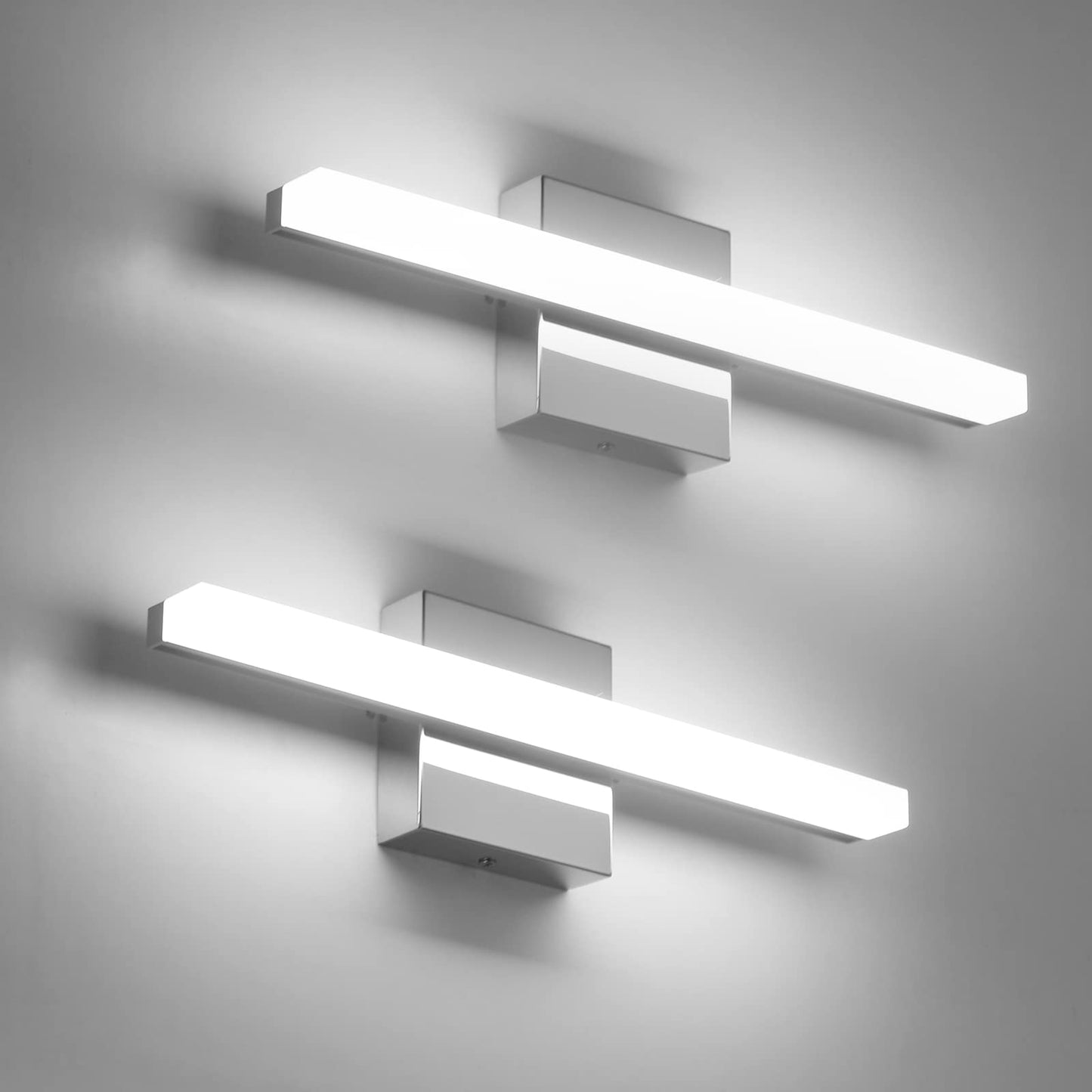 Bathroom Light Fixtures Over Mirror, Modern Bath Wall Lamp Chrome | Small 16 Inch, Gentle Lighting, Linear Lamp Bar for Vanity Restroom, Lámparas para Baño, IP44 Rustproof, 6000K Cool White