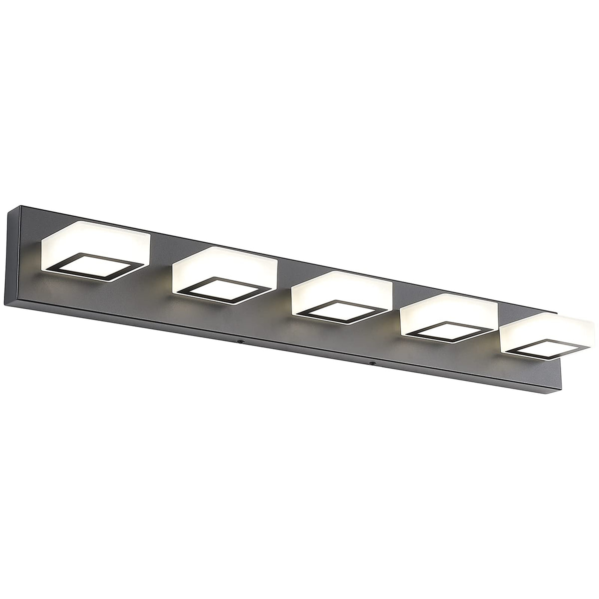 Ralbay LED Black 4 Lights Acrylic Lighting Fixtures Modern Matte Black Bathroom Vanity Lights