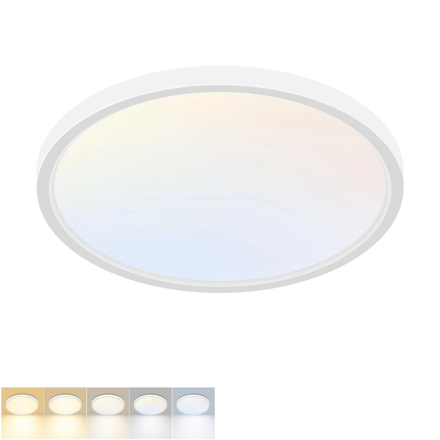 2Pack 12Inch LED Flush Mount Ceiling Light 5 Color Temperatures | 3000K/3500K/4000K/5000K/6500K 24W Black LED Ceiling Light Fixture for Bathroom Closet Kitchen Bedroom Hallway Porch Pantry