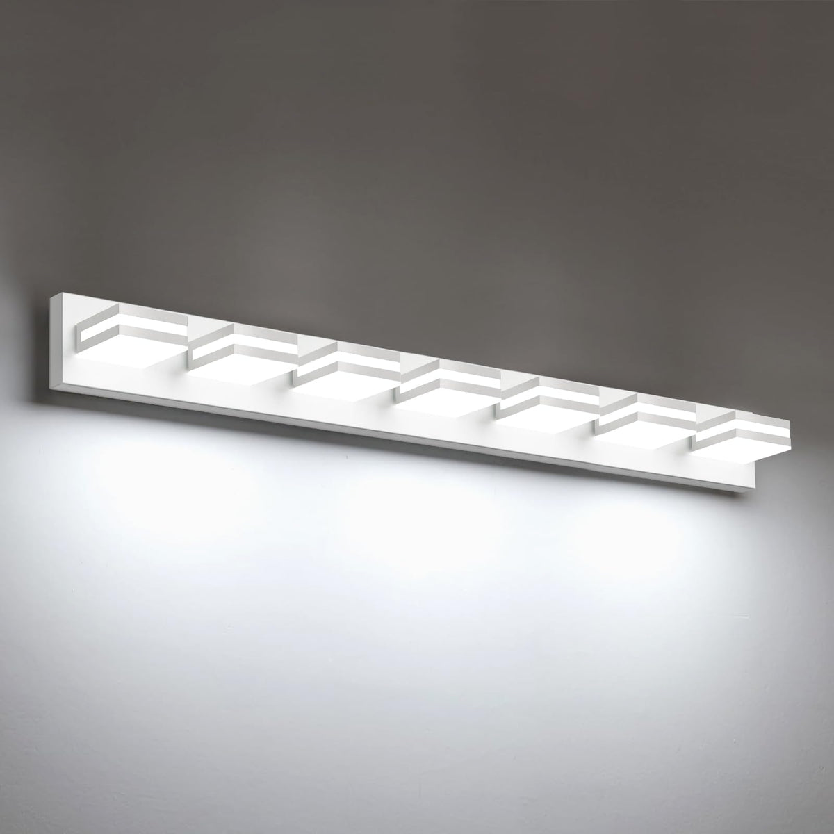 IZORRO LED Modern Bathroom Lights Fixtures(4-Light,Dimmable,360°Rotate),Matte Black Acrylic Wall Lighting,Vanity Lights for Bathroom Over Mirror - 6000k 24In （No Assembly Required）