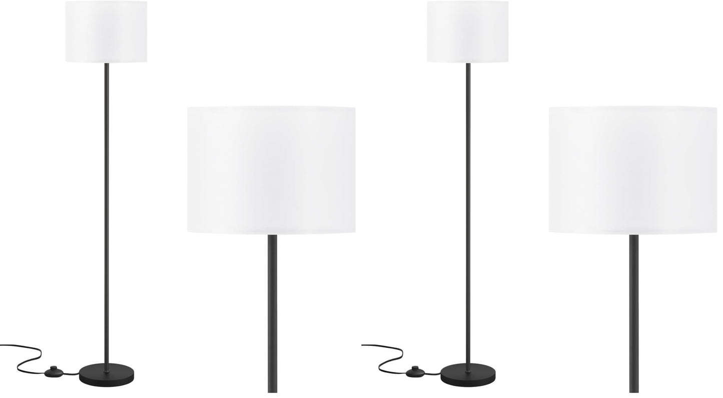 Modern Floor Lamp Simple Design with White Shade & Foot Pedal Switch | 60" Black Floor Lamp(Without Bulb), Tall Lamps for Living Room Bedroom Office Dining Room Kitchen