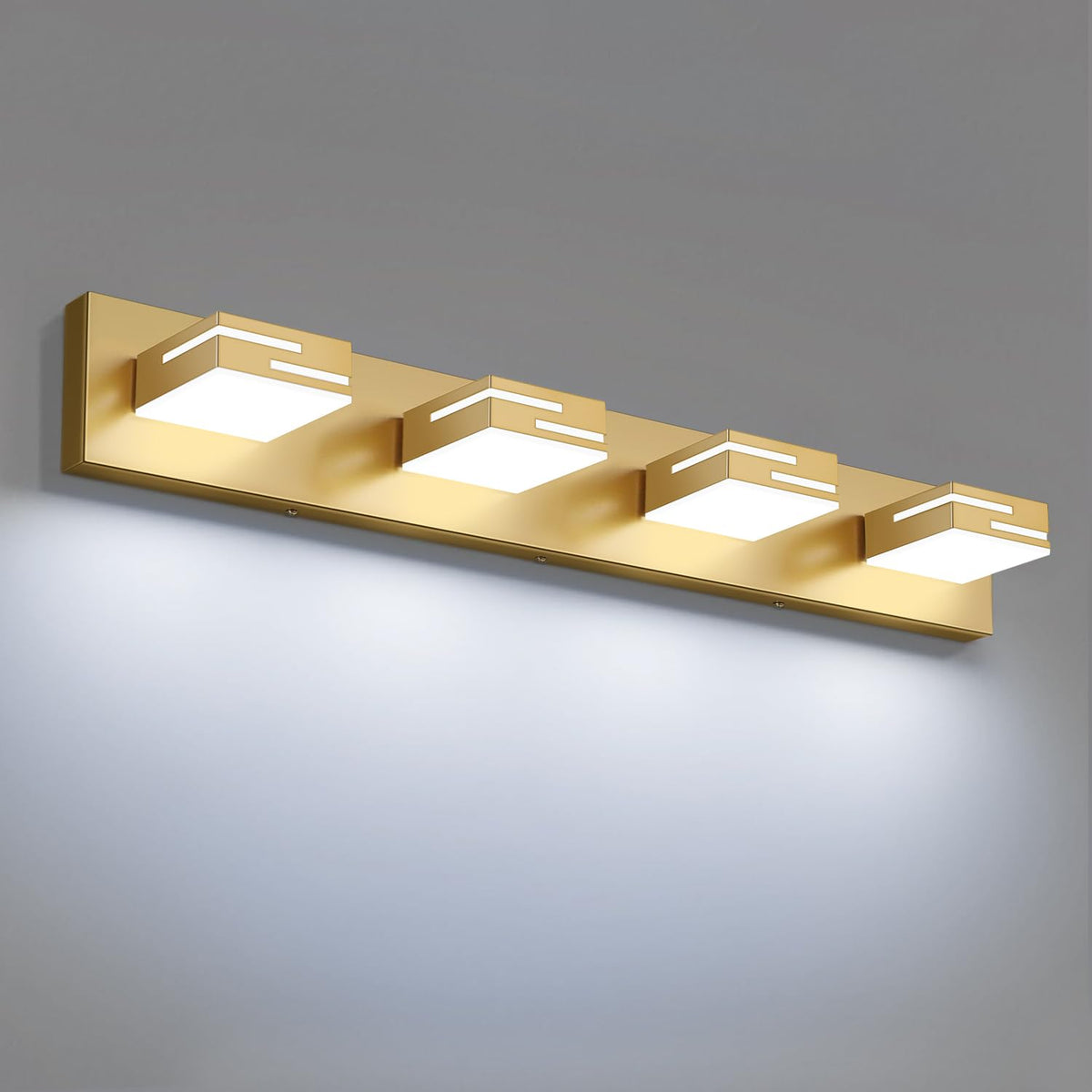 LED Modern Bathroom Vanity Light Fixtures, Dimmable Matte Black Vanity Lights for Bathroom Lighting Fixtures Over Mirror, with 360° Rotatable Acrylic Heads 4-Light 30-inch (Cool White 6000K)