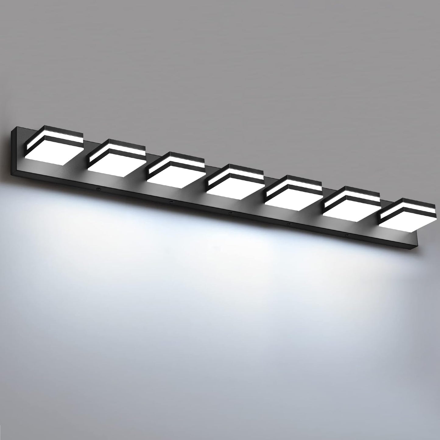 IZORRO LED Modern Bathroom Lights Fixtures(4-Light,Dimmable,360°Rotate),Matte Black Acrylic Wall Lighting,Vanity Lights for Bathroom Over Mirror - 6000k 24In （No Assembly Required）