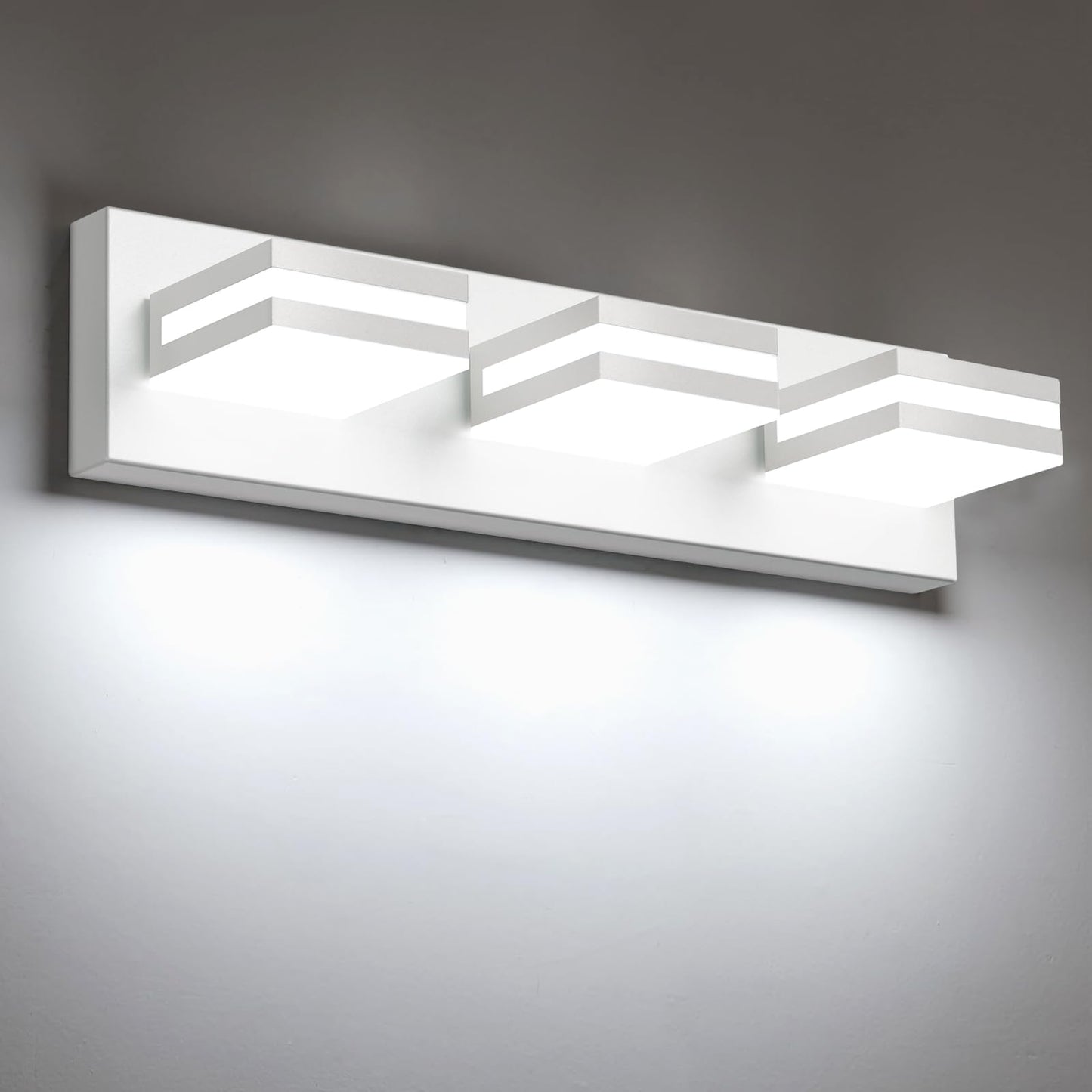 IZORRO LED Modern Bathroom Lights Fixtures(4-Light,Dimmable,360°Rotate),Matte Black Acrylic Wall Lighting,Vanity Lights for Bathroom Over Mirror - 6000k 24In （No Assembly Required）