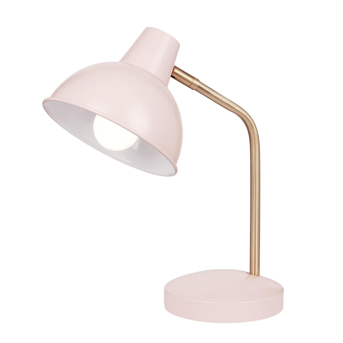 Globe Electric 61000057 16" Desk Lamp, Matte Brass Finish, White Shade, Adjustable Pivot Joint, Rotary Switch on Socket, Modern Lighting for Bedroom or Office, Indoor Lights, E26 Base