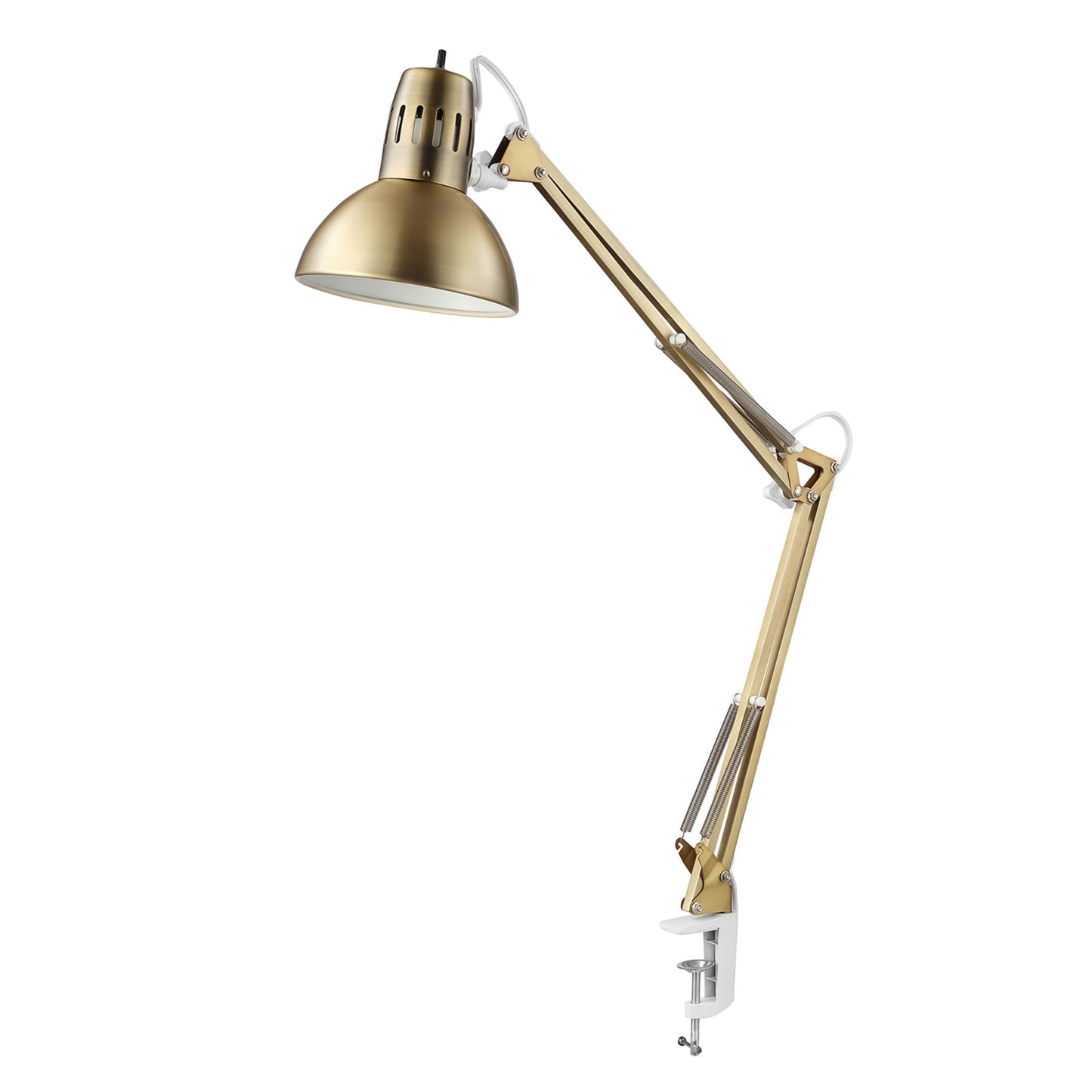 Globe Electric 56963 31.5" Multi-Joint Desk Lamp with Metal Clamp, Black, On/Off Rotary Switch on Shade, Partially Adjustable Swing Arm, Home Essentials, Reading Light, Office Décor