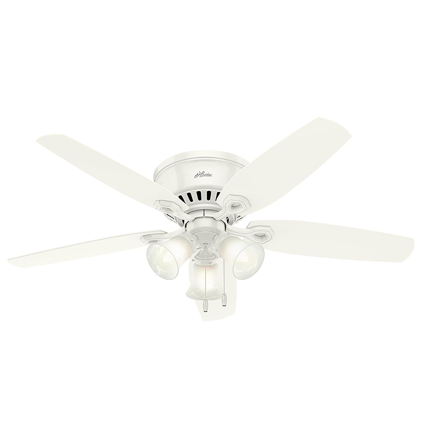 Hunter Builder, Indoor, Ceiling Fan, with LED Lights, 52 inch, New Bronze | Low Profile Flush Mount, Pull Chain, 5 Blades, For Bedroom, Living Room, Kitchen, 53327