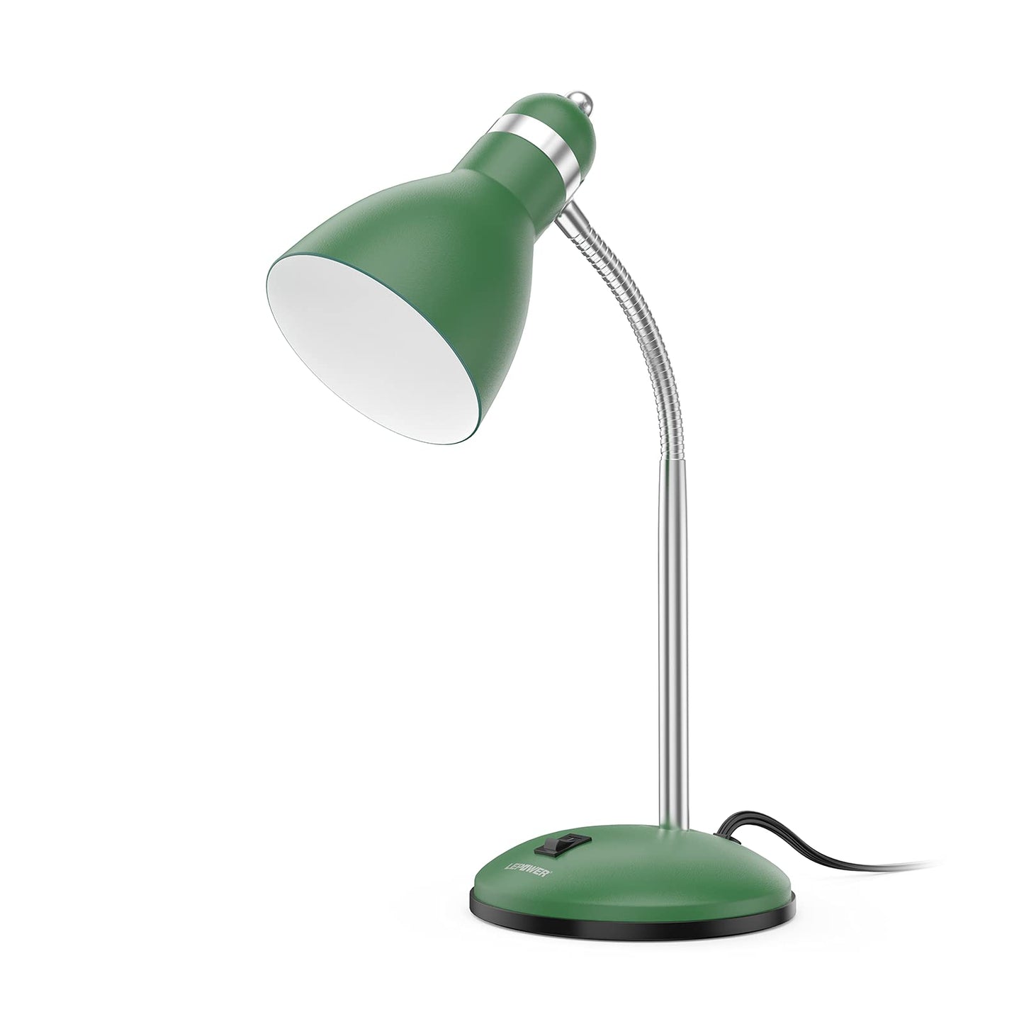 LEPOWER Metal Desk Lamp, Adjustable GooseNeck Reading Light for Bedroom | Compact & Sturdy, Space-Saving for Bedside & Dorm, E26 Table Lamp, Eye-Caring, Ideal for Study, Office, Back to School