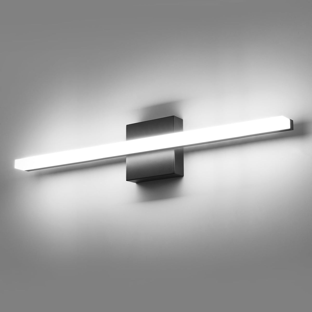 Black Bathroom Light Fixtures Over Mirror Lighting Gentle, 9W 16 Inch Modern LED Small Vanity Lamp Bar IP44 Slim Linear Bath Wall Sconces for Restroom Indoor Cool White 6000K