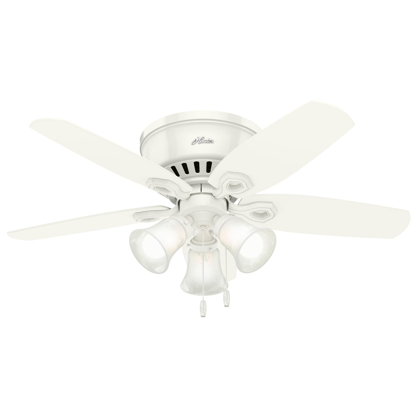 Hunter Builder, Indoor, Ceiling Fan, with LED Lights, 52 inch, New Bronze | Low Profile Flush Mount, Pull Chain, 5 Blades, For Bedroom, Living Room, Kitchen, 53327