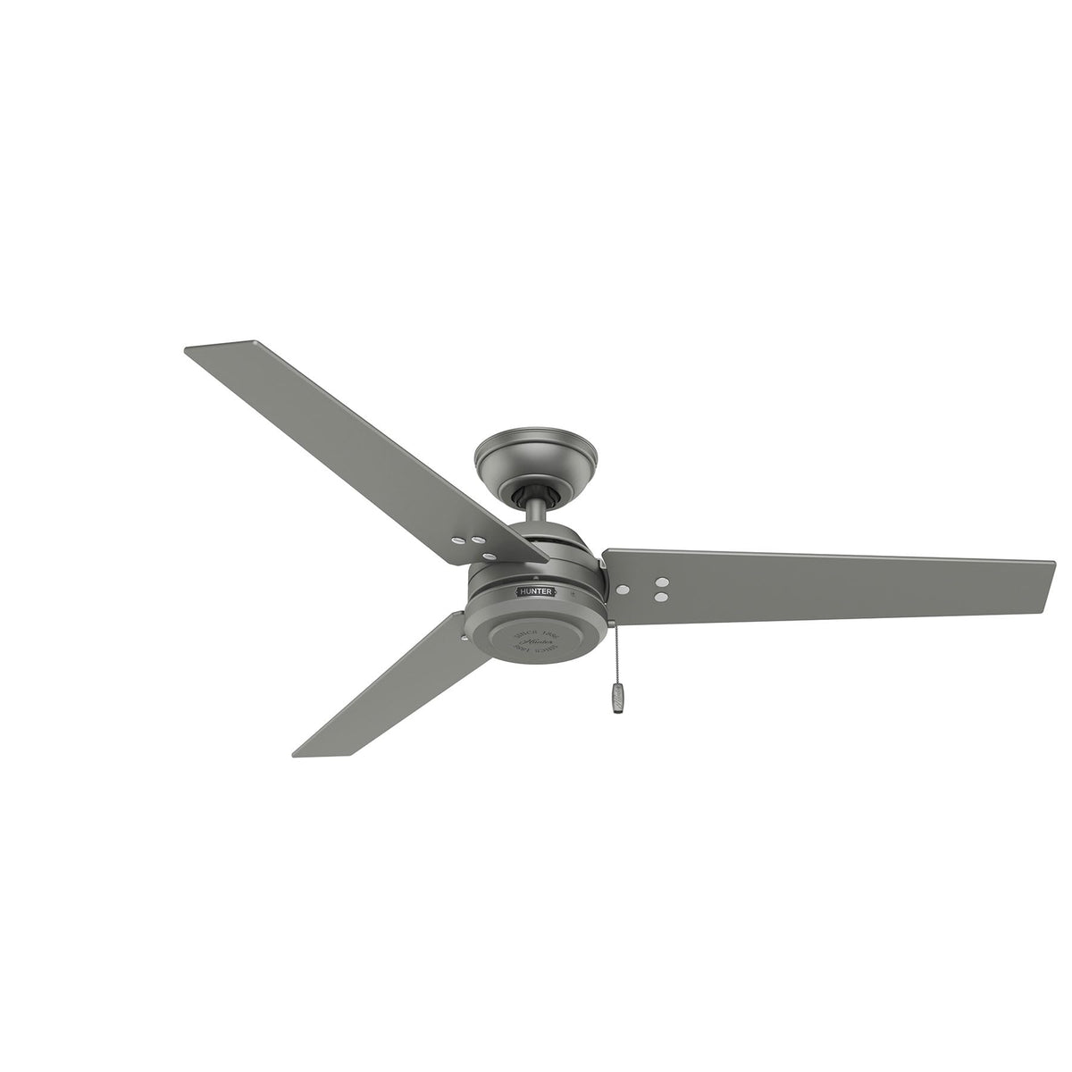 Hunter Cassius, Outdoor or Indoor, Ceiling Fan, 52 inch, Matte Black | No Light, Standard Mount, Pull Chain, 3 Blades, For Living Room, Patio, Porch, Garage, 59264