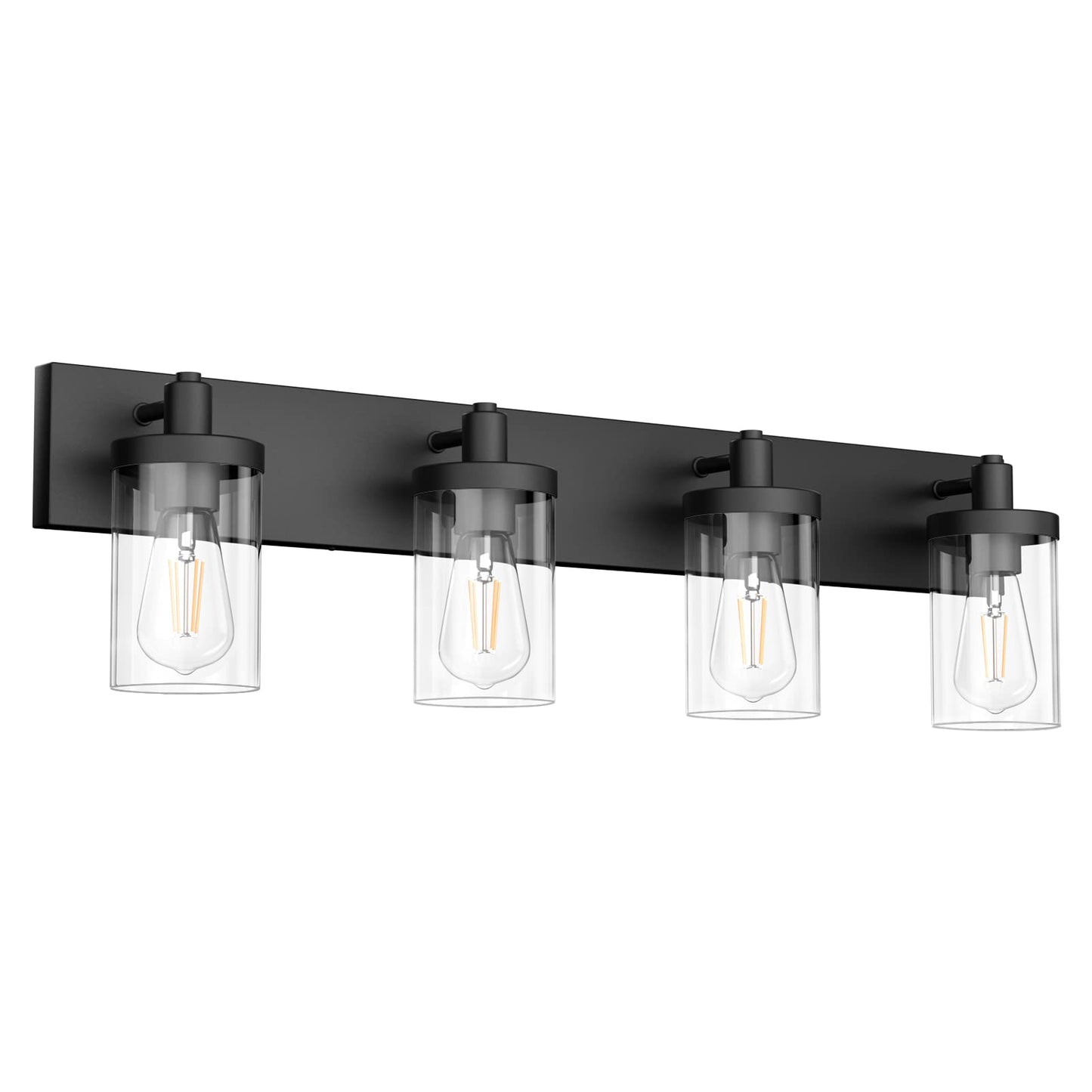 Aipsun Black Vanity Light for Bathroom 3 Light Farmhouse Bathroom Lights Fixtures Over Mirror with Clear Glass Shade(Exclude Bulb)